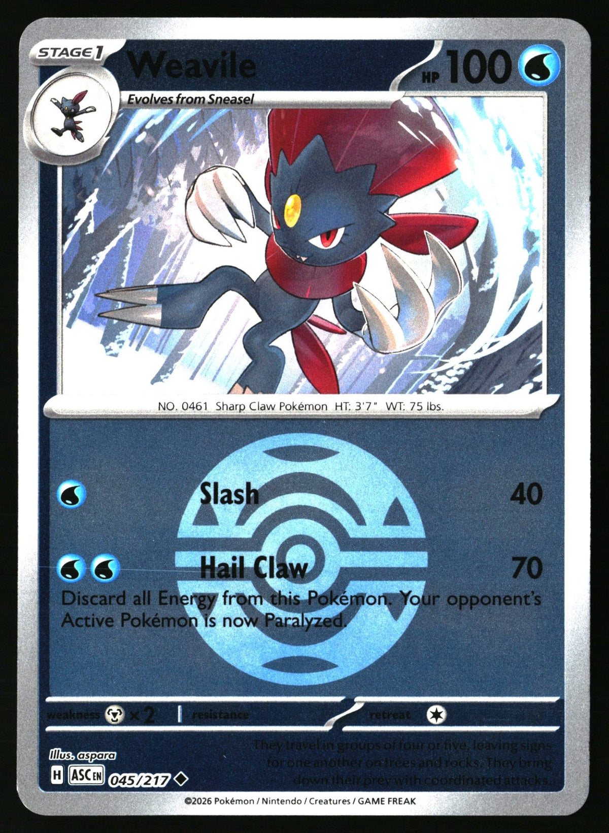 Weavile - 045/217 (Dusk Ball) [ASC]