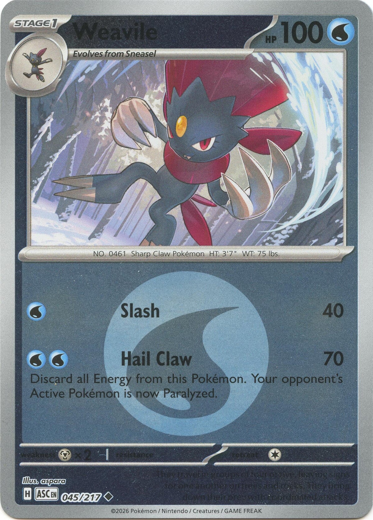 Weavile - 045/217 (Energy Symbol Pattern) [ASC]